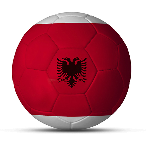 Länderball Albanien bedruckter Flaggenball mit Logo