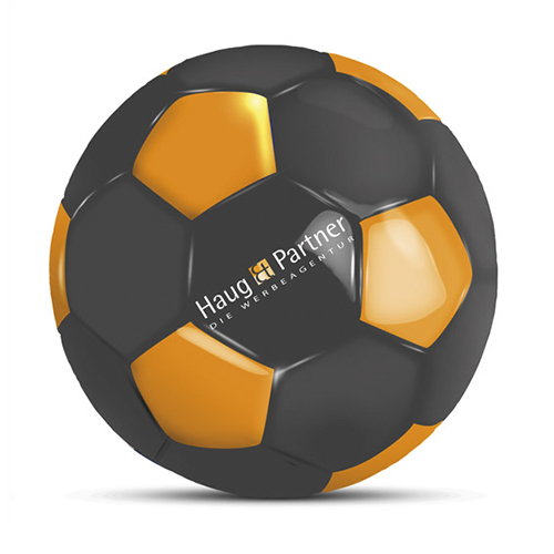 Werbeball Haug und Partner zweifarbig mit aufgedrucktem Logo