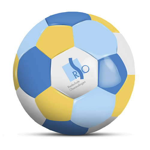 Werbeball RSO Oberesslingen vierfarbiger Firmen Fußball mit Logo