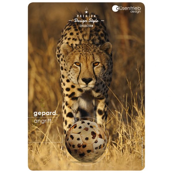 Plakat Gepard Angriff Fellball in gepardoptik
