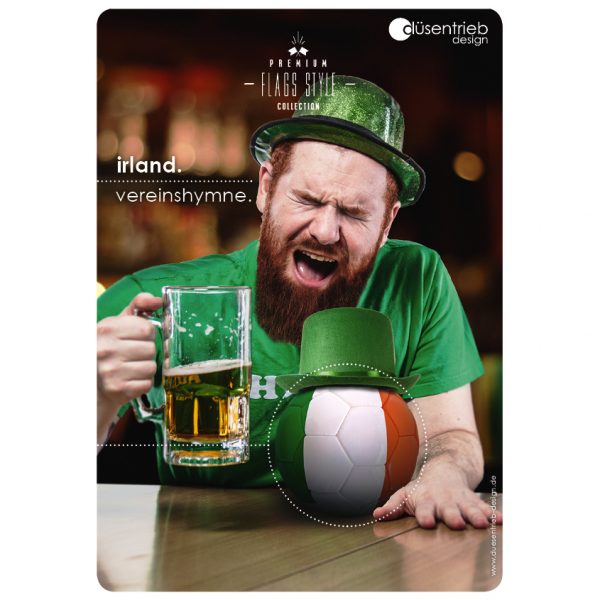 Plakat Irland Vereinshymne Ire mit Länderball